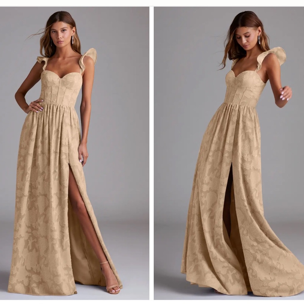 Elegant Beige Sleeveless Dress - azazie denisse Size A8
